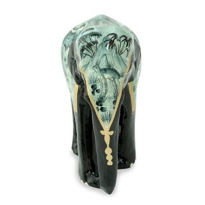 Alternate image for Indian Artisan Crafted Wood Elephant Sculptures Set of 3 Blue Elephant Trio