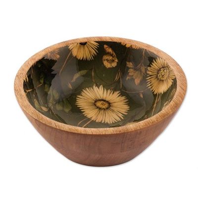 Alternate image for Floral-Themed Wood Salad Bowl Serving Spoon 4-Piece Set Floral Magic