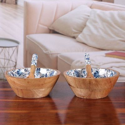 Alternate image for 4-Piece Floral Wood Salad Bowl and Serving Spoon Set Floral Fantasy