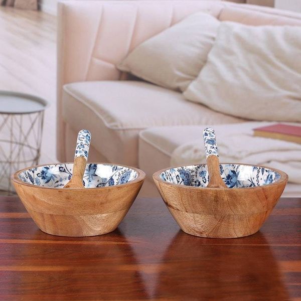 Alternate image for 4-Piece Floral Wood Salad Bowl and Serving Spoon Set Floral Fantasy