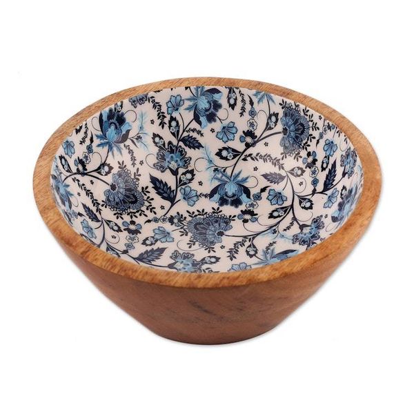 Alternate image for 4-Piece Floral Wood Salad Bowl and Serving Spoon Set Floral Fantasy