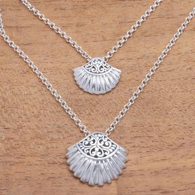Primary image for Sterling Silver Clam Shell Pendant Necklace from Bali Gleaming Clam Shells