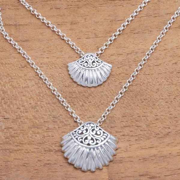 Alternate image for Sterling Silver Clam Shell Pendant Necklace from Bali Gleaming Clam Shells