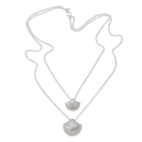 Alternate image for Sterling Silver Clam Shell Pendant Necklace from Bali Gleaming Clam Shells