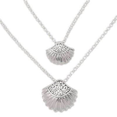 Alternate image for Sterling Silver Clam Shell Pendant Necklace from Bali Gleaming Clam Shells