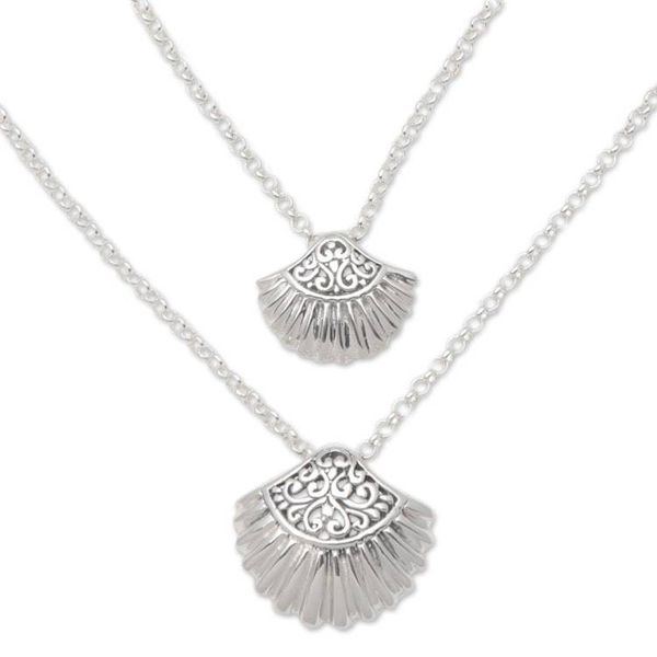 Alternate image for Sterling Silver Clam Shell Pendant Necklace from Bali Gleaming Clam Shells