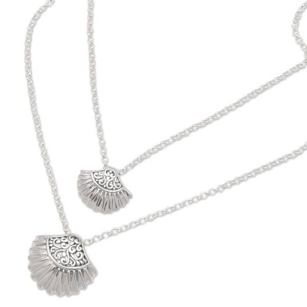 Alternate image for Sterling Silver Clam Shell Pendant Necklace from Bali Gleaming Clam Shells