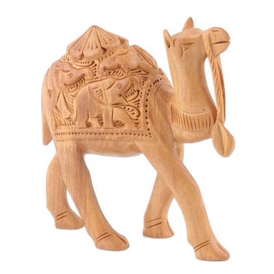 Alternate image for Artisan Crafted Wood Sculpture 5 Inch Camel Ride