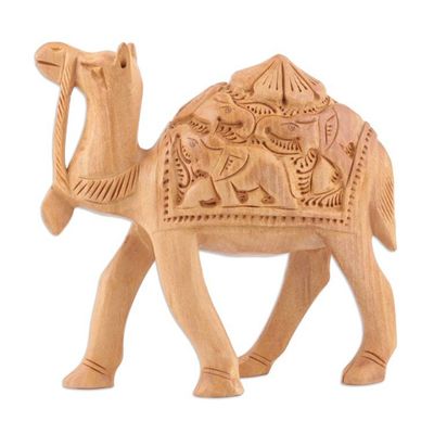 Alternate image for Artisan Crafted Wood Sculpture 5 Inch Camel Ride