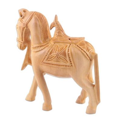 Alternate image for Hand-Carved Wood Statuette Mughal Steed