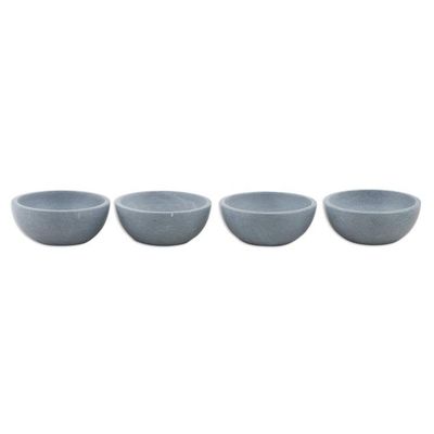Alternate image for Set of 4 Grey Soapstone Snack Bowls Handcrafted in India Tidbit OClock