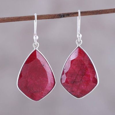 Primary image for Ruby and Sterling Silver Dangle Earrings from India Passionate Muse