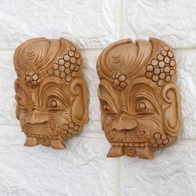 Alternate image for Pair of Kadam Wood Nazar Battu Wall Sculptures from India Nazar Battu Spell