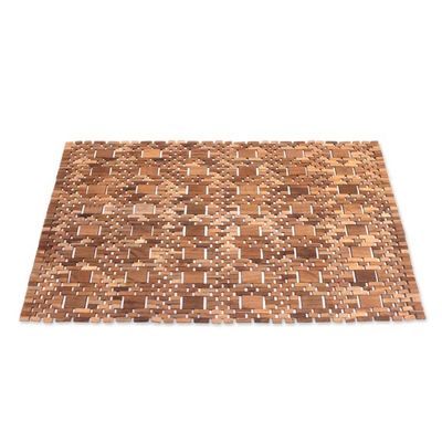 Primary image for Artisan Crafted Teak Wood Mat from Bali Cobbled Path