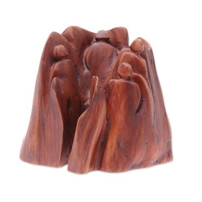 Alternate image for Signed Driftwood Sculpture Depicting Friends from India Chitchat