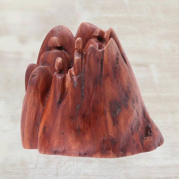Alternate image for Signed Driftwood Sculpture Depicting Friends from India Chitchat