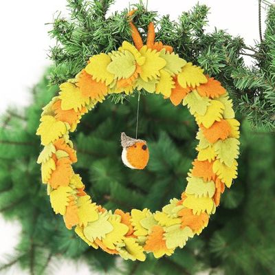 Primary image for Wool Felt Wreath in Autumn Colors Festive Greetings