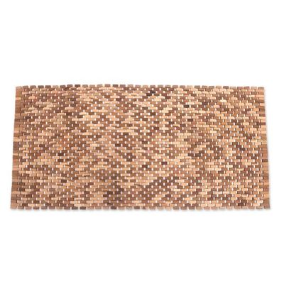 Alternate image for Handcrafted Teak Wood Mat from Bali 48 in. Surabya Sidewalk