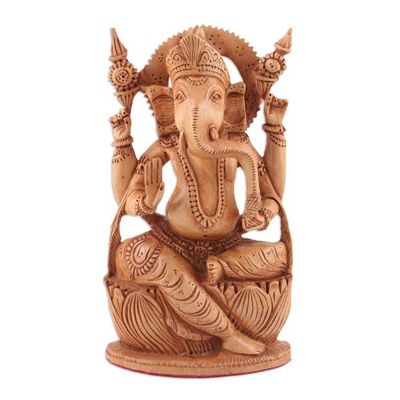 Alternate image for Handmade Kadam Wood Ganesha Sculpture Sweet Tusk