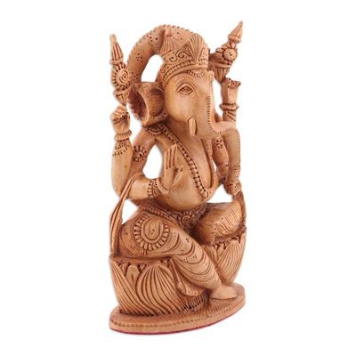 Alternate image for Handmade Kadam Wood Ganesha Sculpture Sweet Tusk