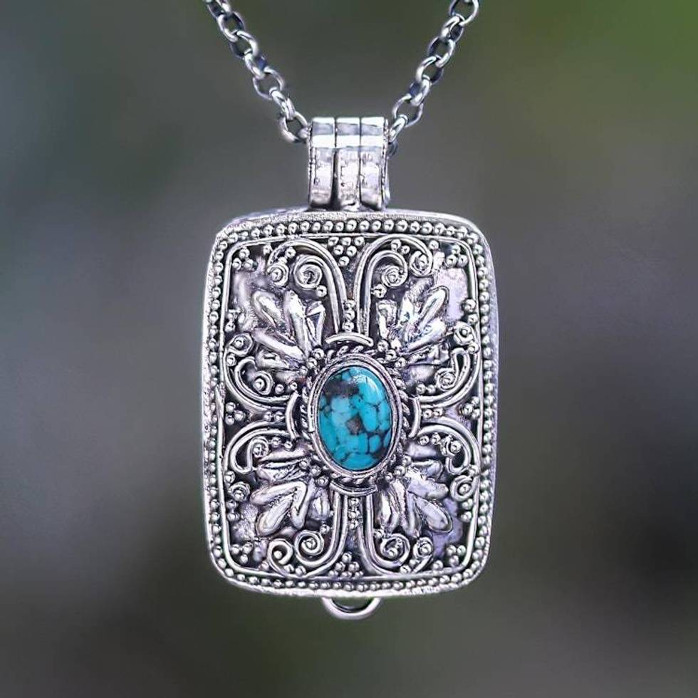 Men's Artisan Crafted Sterling Silver Locket Necklace 'Sweet Secret'