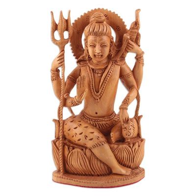 Alternate image for Hand Crafted Kadam Wood Sculpture Mahadeva