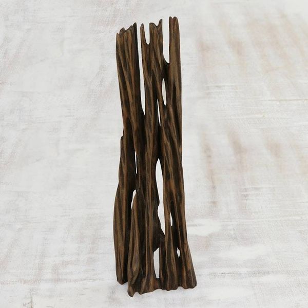 Alternate image for Hand Carved Driftwood Sculpture of Vertical Flames Fire Power