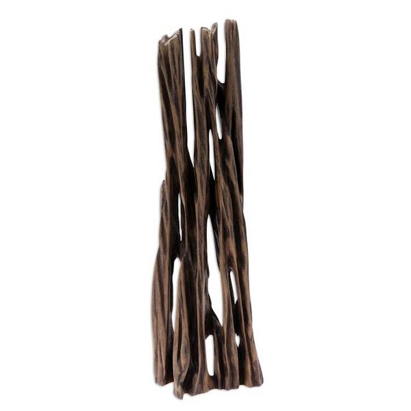 Alternate image for Hand Carved Driftwood Sculpture of Vertical Flames Fire Power