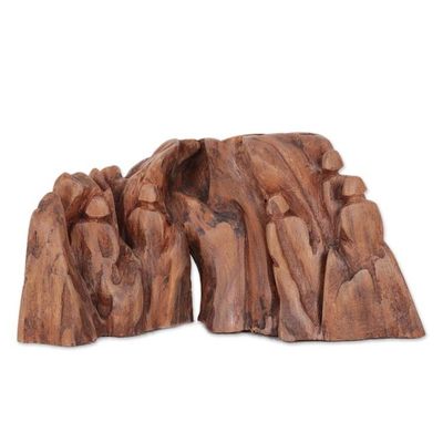Alternate image for Signed Teak Driftwood Sculpture by an Indian Artist Family Tour I