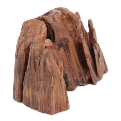 Alternate image for Signed Teak Driftwood Sculpture by an Indian Artist Family Tour I