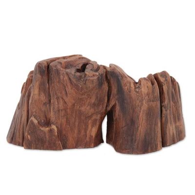Alternate image for Signed Teak Driftwood Sculpture by an Indian Artist Family Tour I