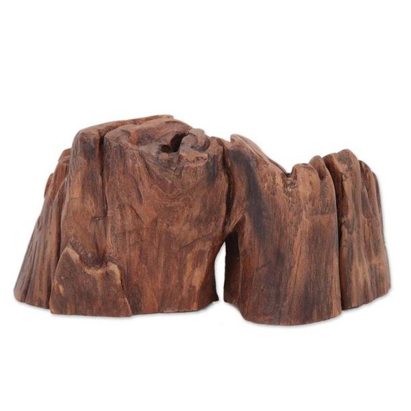 Alternate image for Signed Teak Driftwood Sculpture by an Indian Artist Family Tour I