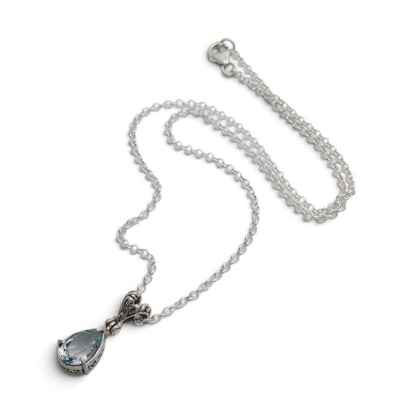 Alternate image for Balinese-Inspired 6-Carat Pear Blue Topaz Pendant Necklace Sea Call