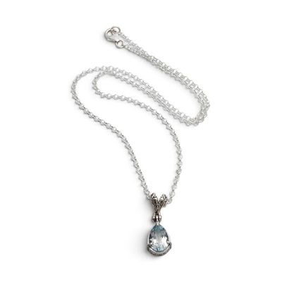 Alternate image for Balinese-Inspired 6-Carat Pear Blue Topaz Pendant Necklace Sea Call
