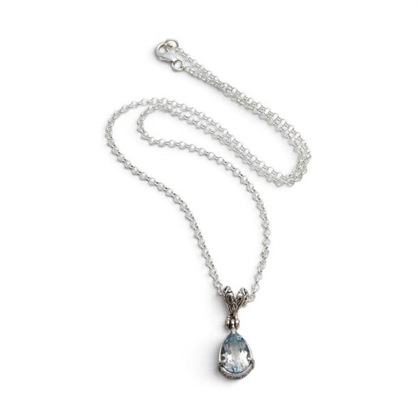 Alternate image for Balinese-Inspired 6-Carat Pear Blue Topaz Pendant Necklace Sea Call