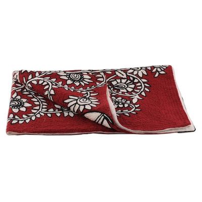 Alternate image for Indian-Made Traditional Crimson Wool Chain-Stitched Tapestry Harmony with Nature