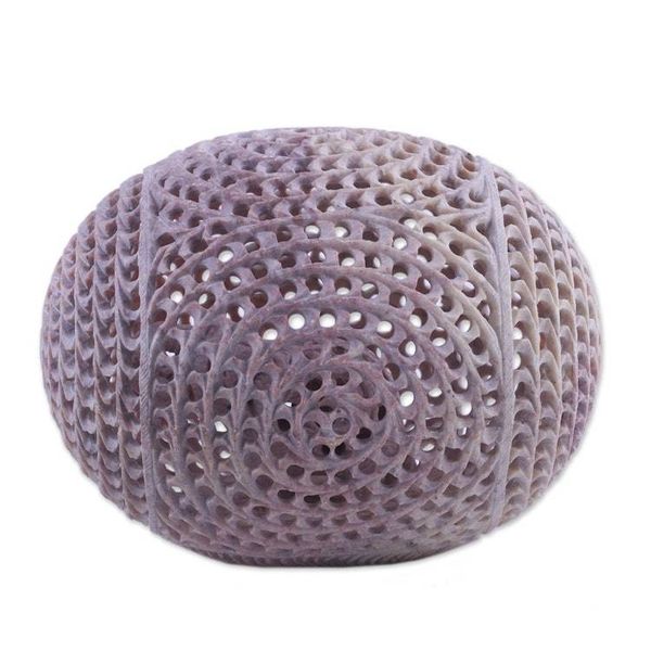 Alternate image for Handcrafted Jali Soapstone Egg Sculpture from India Delightful Egg