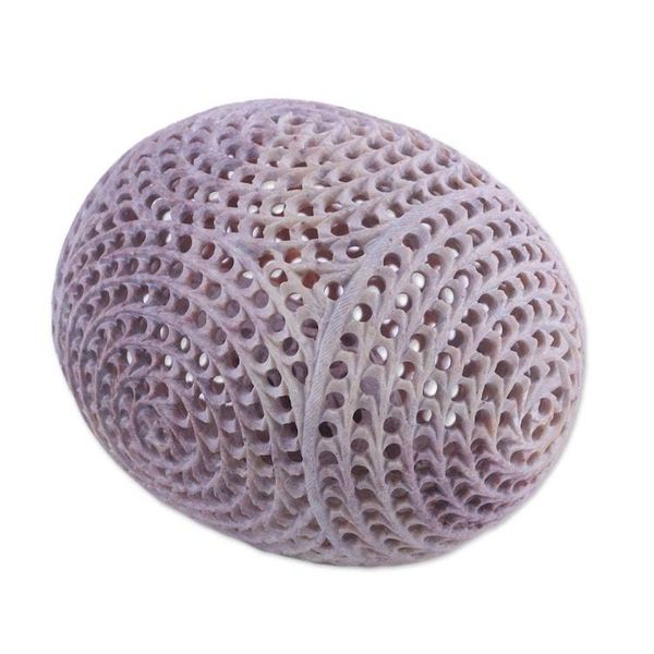 Alternate image for Handcrafted Jali Soapstone Egg Sculpture from India Delightful Egg