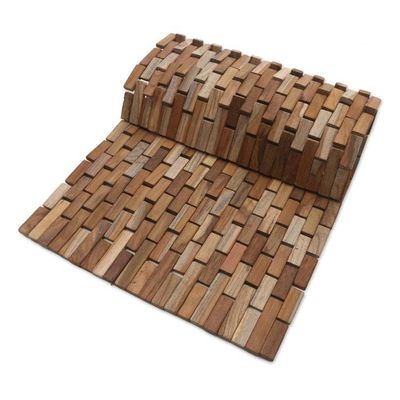 Primary image for Handmade Teak Wood Door Mat from Bali 27.5 inch Jogja Pave