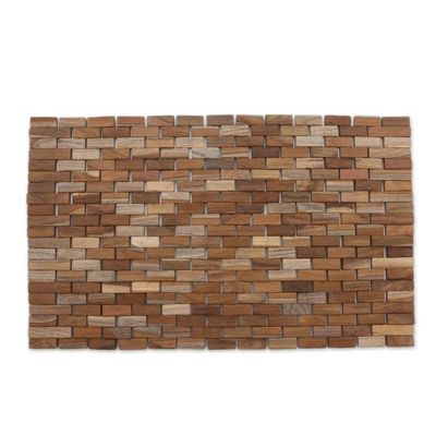 Alternate image for Handmade Teak Wood Door Mat from Bali 27.5 inch Jogja Pave