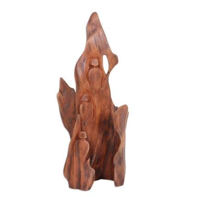 Alternate image for Eco-Friendly Sculpture Crafted from Reclaimed Tun Wood Human Flames