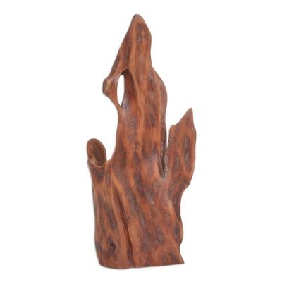 Alternate image for Eco-Friendly Sculpture Crafted from Reclaimed Tun Wood Human Flames