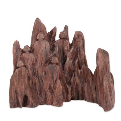 Alternate image for Signed Cedar Driftwood Sculpture by an Indian Artist Family Tour II