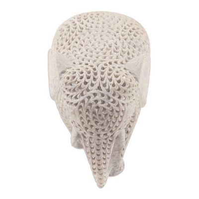 Alternate image for Natural Soapstone Jali Sculpture of an Elephant Mom Expecting Elephant