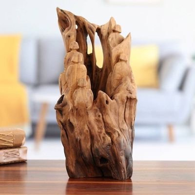 Primary image for Hand-Carved Eco-Friendly Teak Wood Sculpture from India Mystic Silhouettes