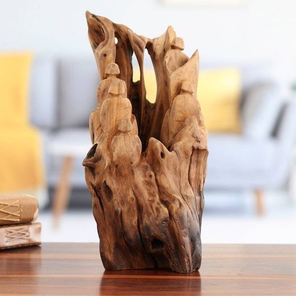 Alternate image for Hand-Carved Eco-Friendly Teak Wood Sculpture from India Mystic Silhouettes