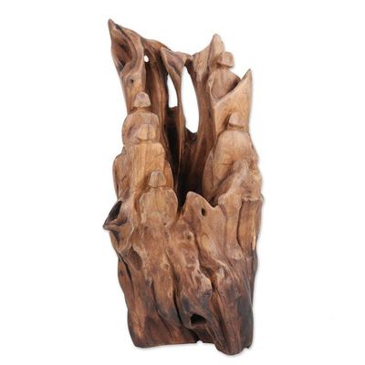 Alternate image for Hand-Carved Eco-Friendly Teak Wood Sculpture from India Mystic Silhouettes
