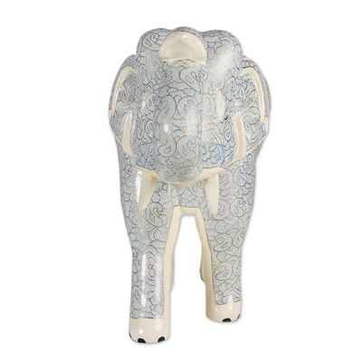 Alternate image for Blue and Ivory Papier Mache Paisley Royal Elephant Sculpture Giant of the Blue Paisley