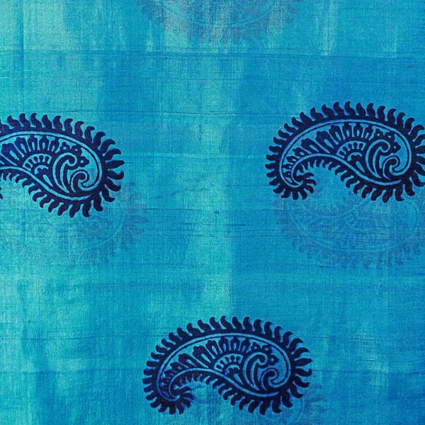 Alternate image for Hand Woven Blue Silk Shawl Paisley Motifs from India Paisley Fascination in Cyan