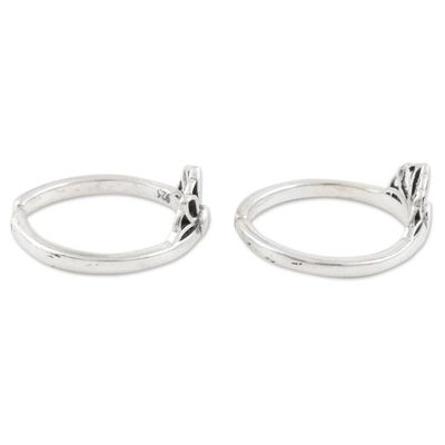 Alternate image for Hand Crafted Sterling Silver Flower Toe Rings Pair Night of Flowers
